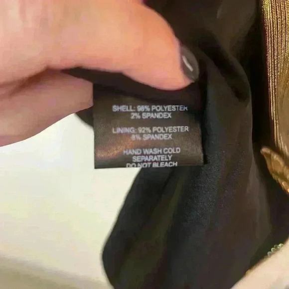 Ryse Gold Metallic Long Sleeve Asymmetrical Mini Dress - Picture 4 of 9